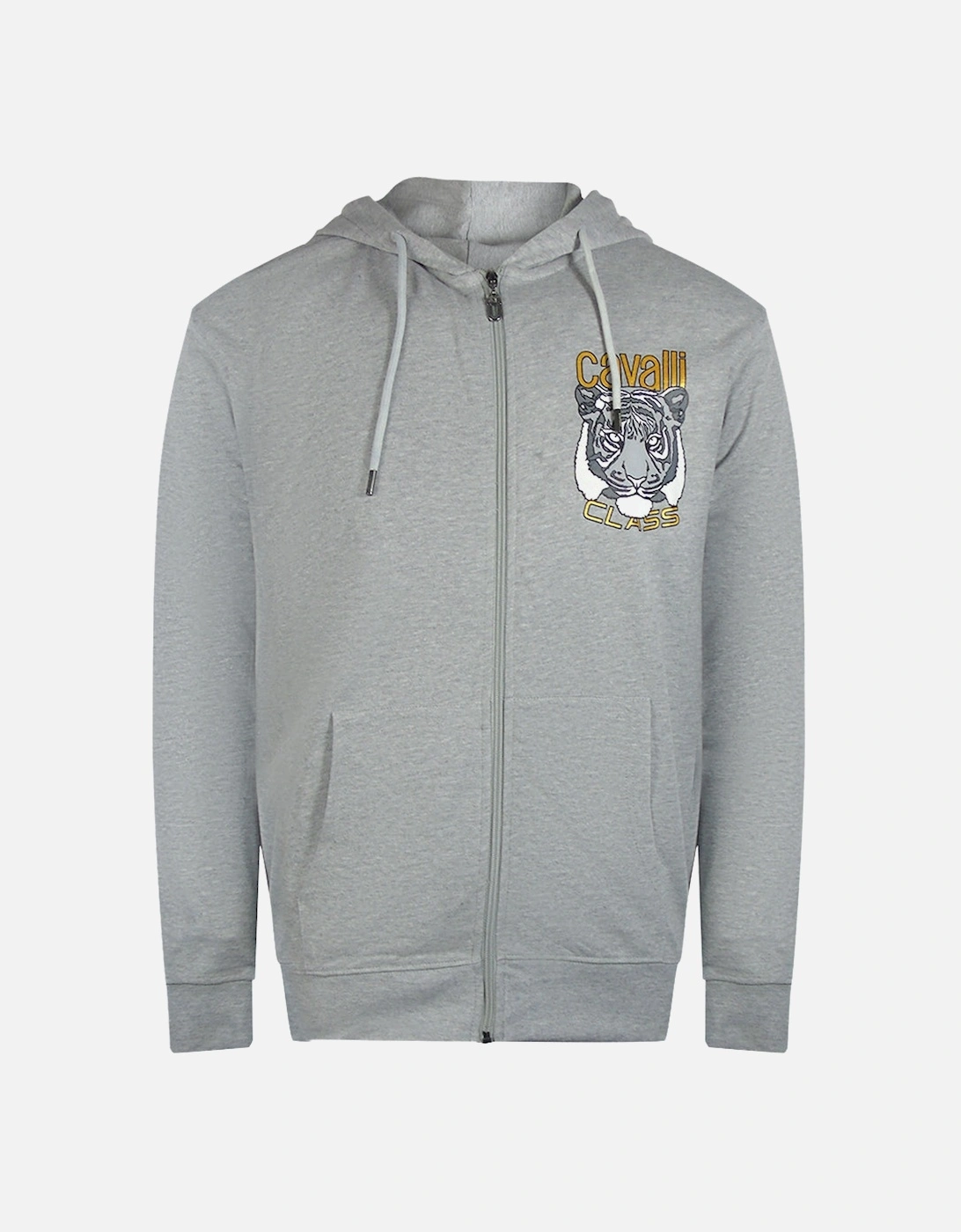 Cavalli Class Bold Tiger Graphic Logo Grey Zip-Up Hoodie, 3 of 2