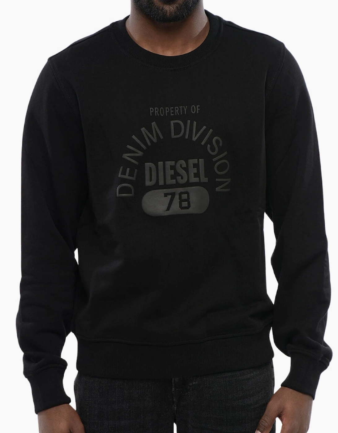 Diesel Men's Black Denim Division Logo Sweatshirt  Xs
