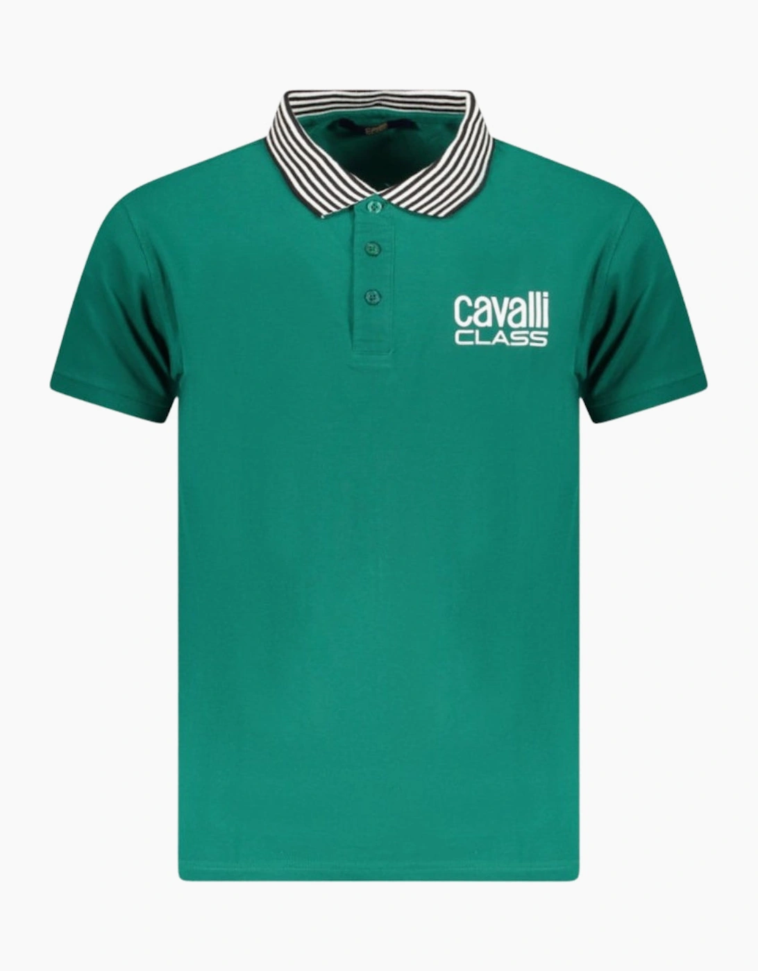 Roberto Cavalli Men's Green Cavalli Class Striped Collar Ottanio Polo Shirt - : 42 Xl