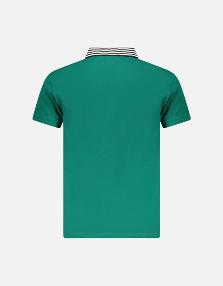 Cavalli Class Striped Collar Green Ottanio Polo Shirt