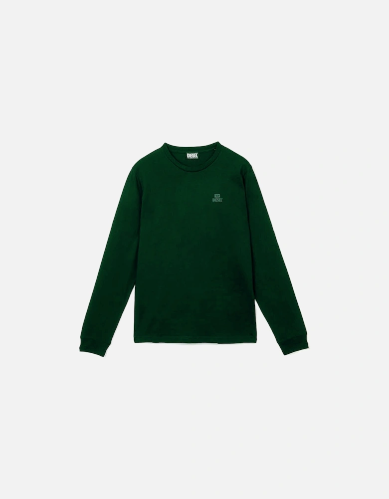 Small Monotone Logo Long Sleeve Green T-Shirt