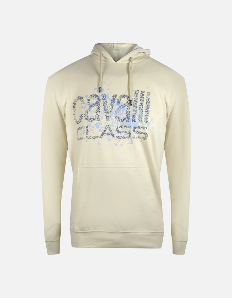 Cavalli Class Cracked Sprayed Logo Beige Hoodie