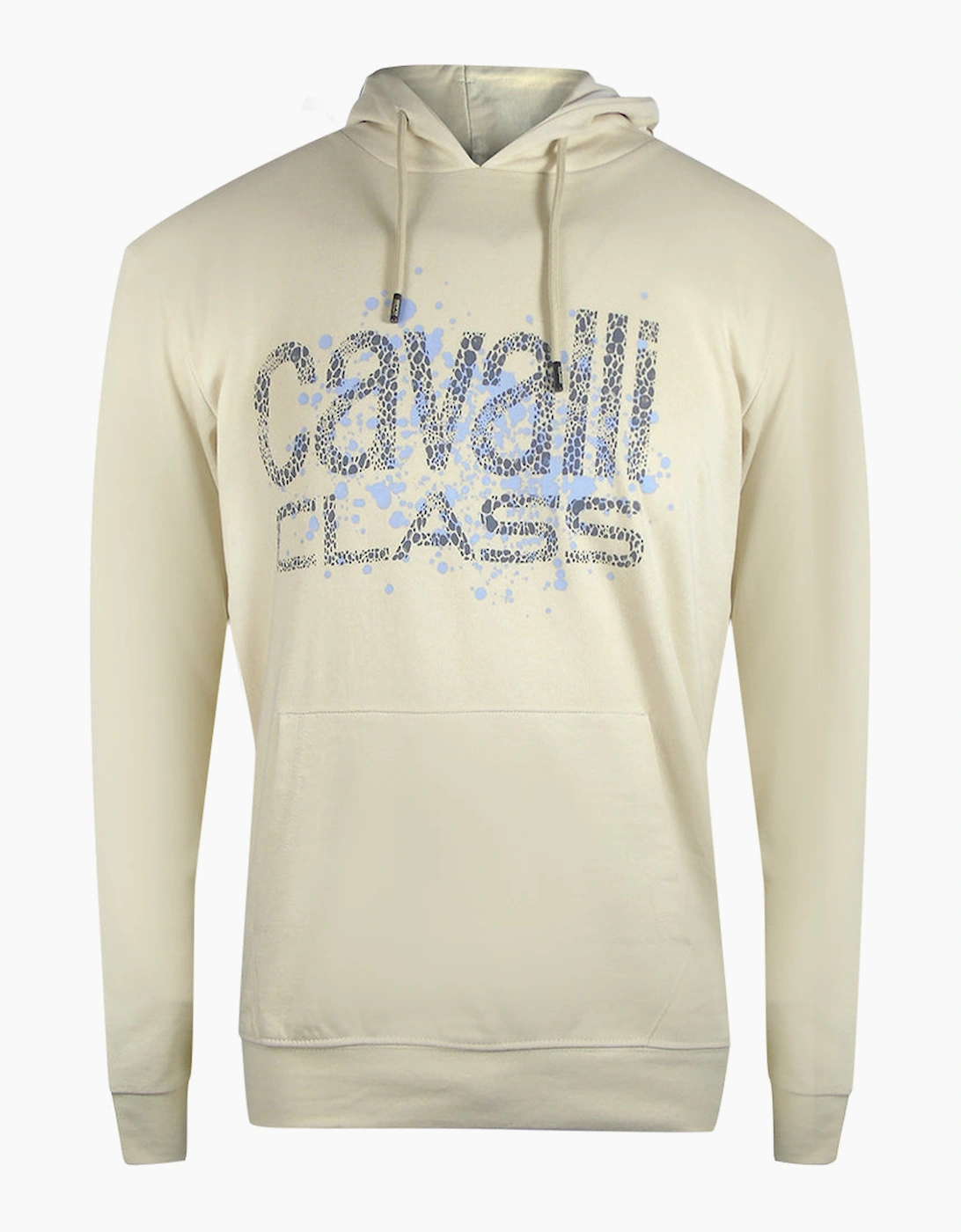 Roberto Cavalli Men's Tan Cavalli Class Cracked Sprayed Logo Beige Hoodie - Size: 44
