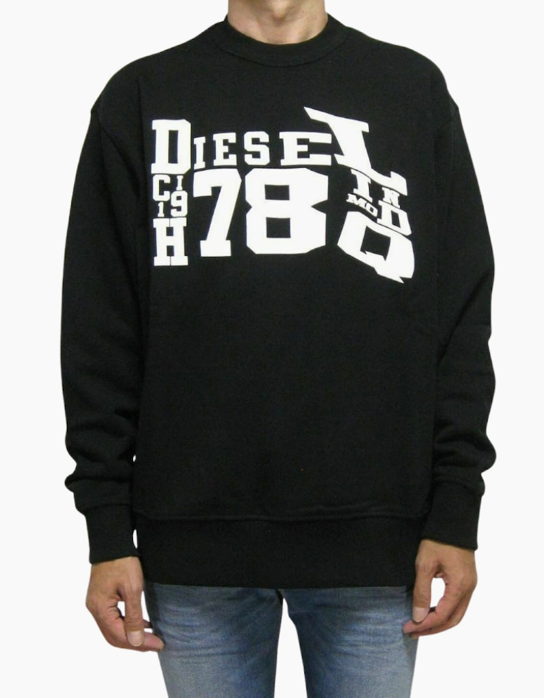 Diesel Men's Black Distorted Logo Sweatshirt  40 L