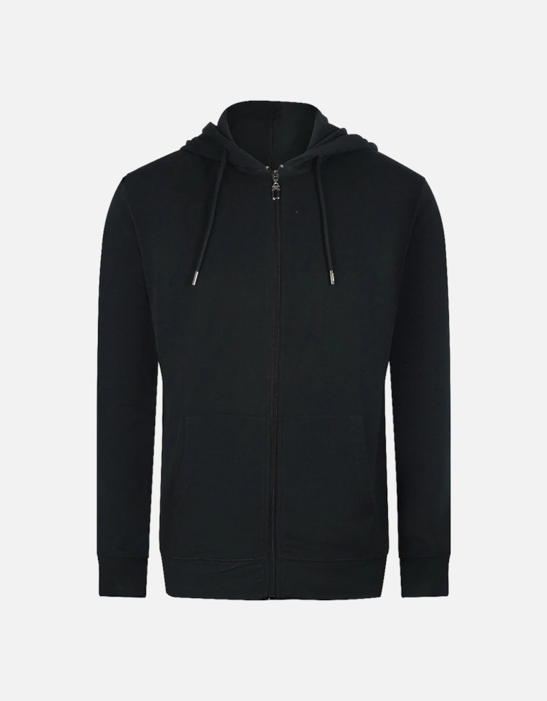 Cavalli Class Traditional Style Leopard Design Black Zip-Up Hoodie
