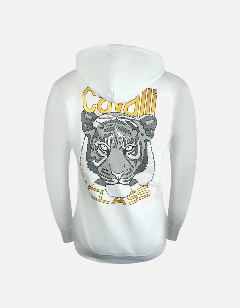 Cavalli Class Bold Tiger Graphic Off White Hoodie