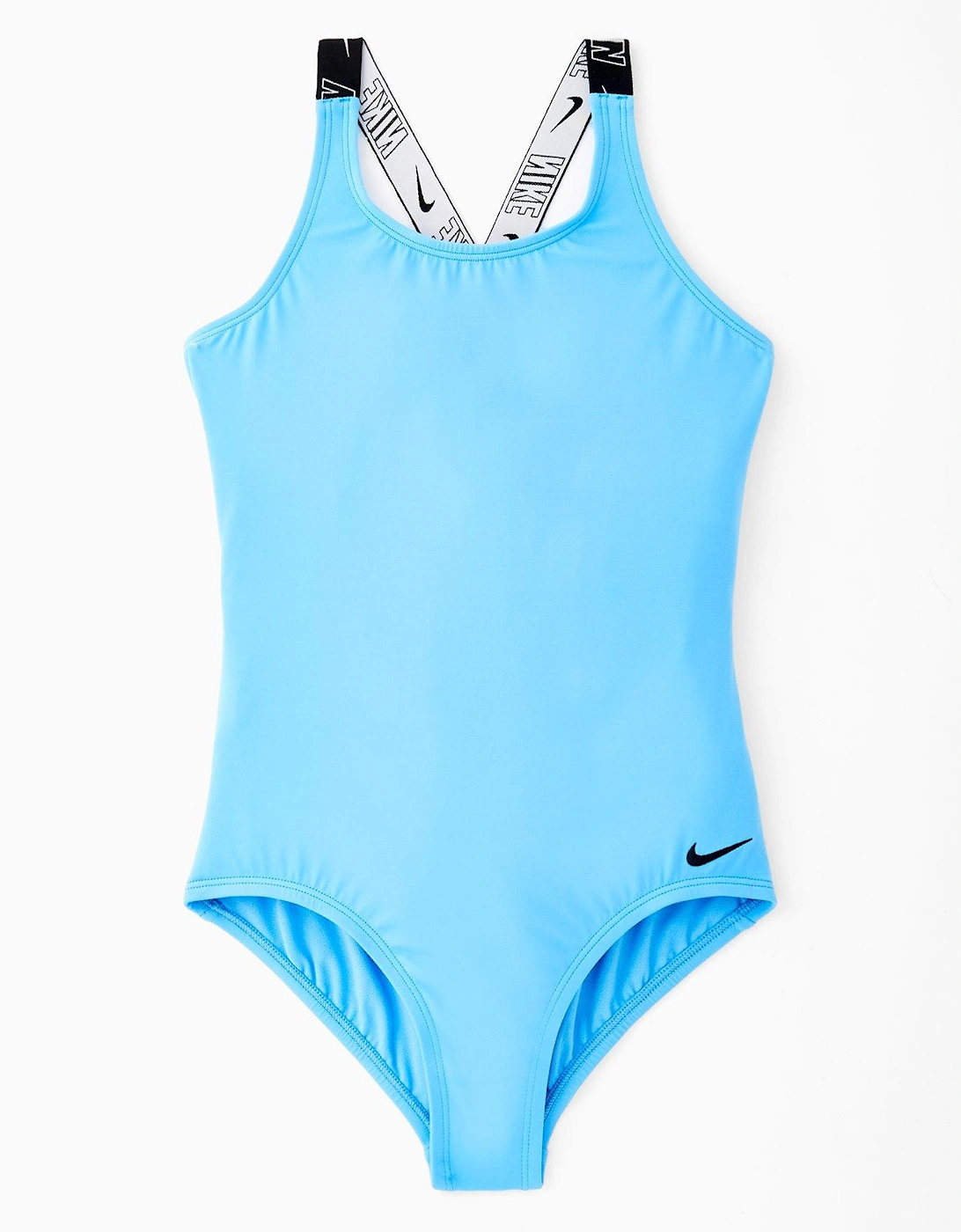 Girls Logo Taping Crossback One Piece Swimsuit - Blue, 5 of 4