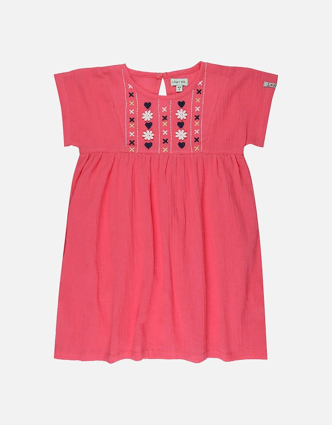 Girls Floral Embroidered Dress - Pink, 2 of 1
