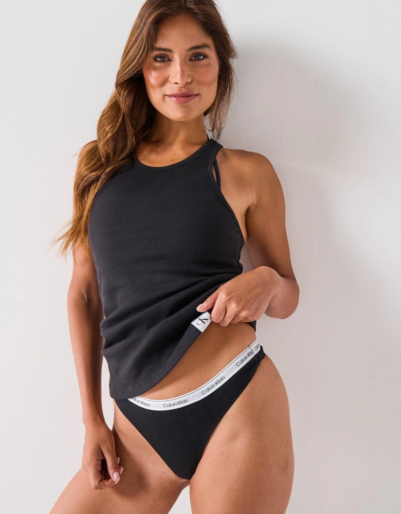 Cotton Ribbed Tank Top - Black