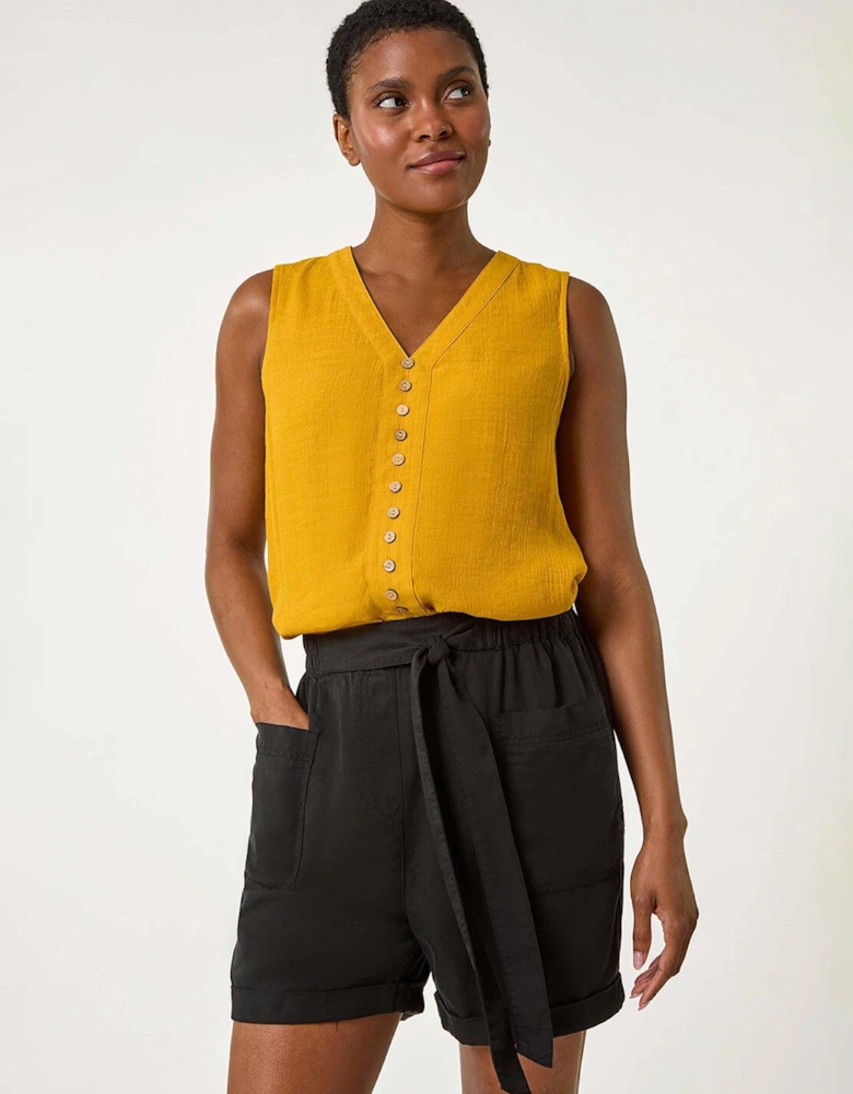 Sleeveless Button Detail Vest