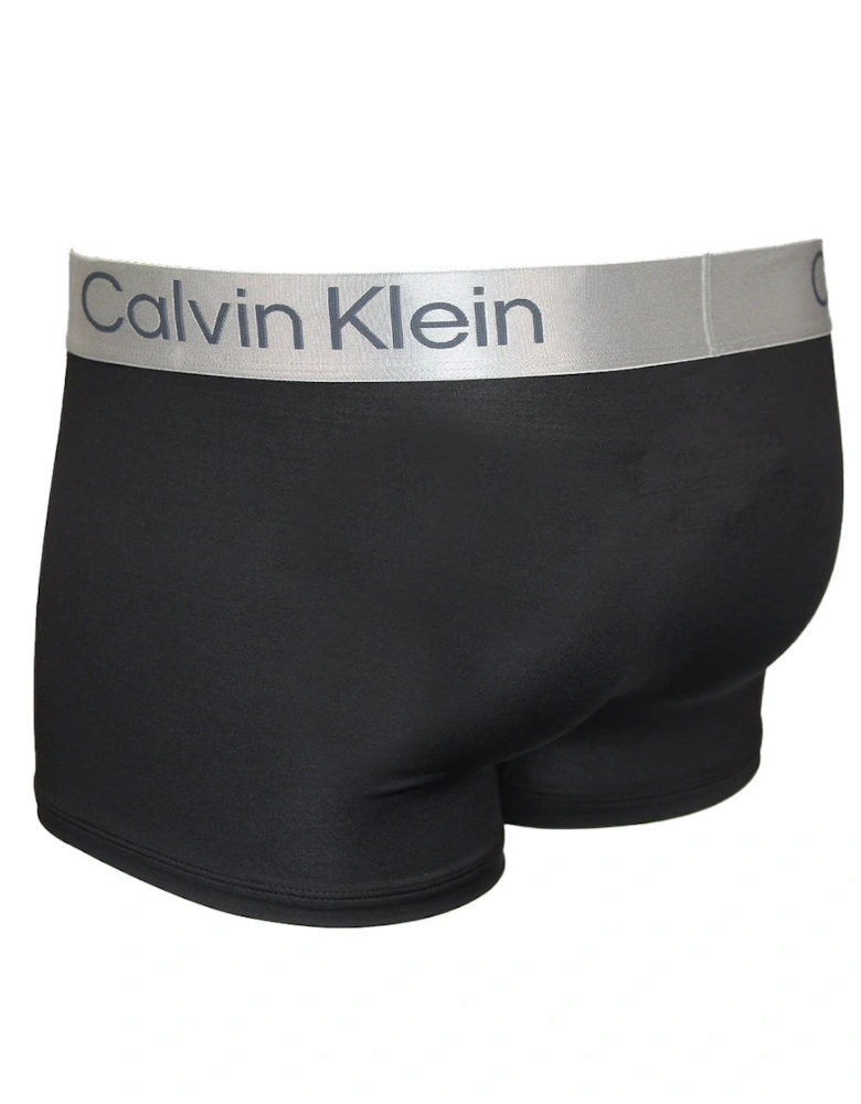 3-Pack Microfiber Boxer Trunks, Black with Coloured Waistbands