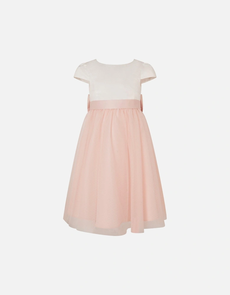 Girls Satin Bridesmaid Dress - Pink