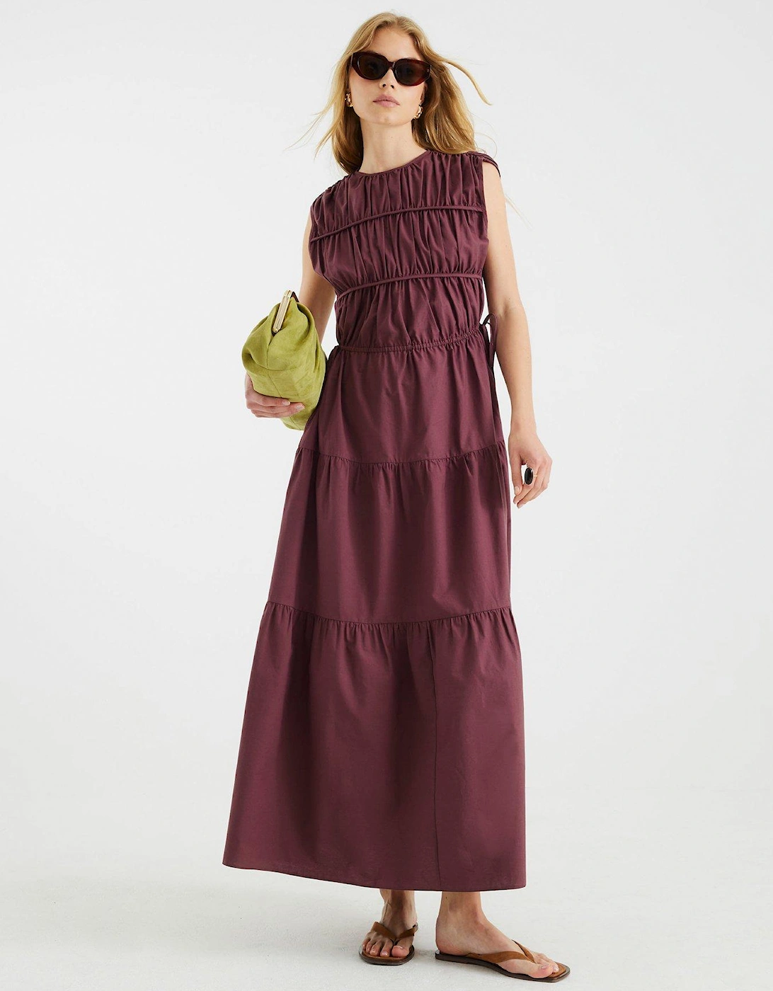 Draw String Tiered Maxi Dress - Purple, 2 of 1