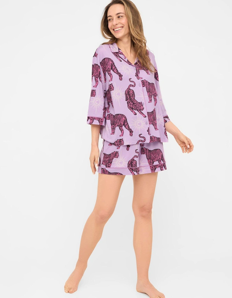 Relaxed Short Sleeve Resort Shirt & Short Set mystic Tiger - Purple