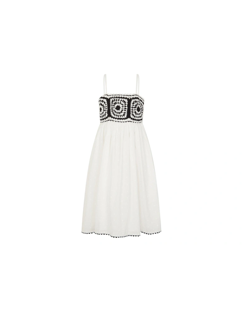 Girls Storm Crochet Yoke Dress - Light Cream