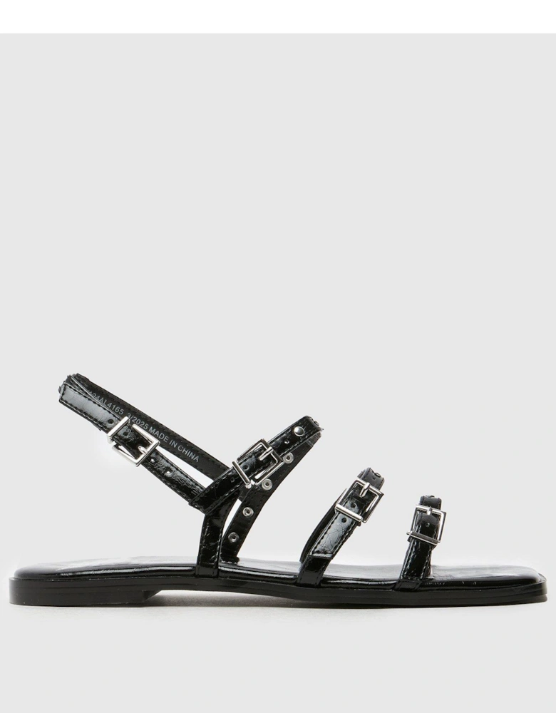 Talmon Stud Flat Sandal - Black