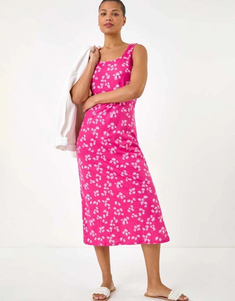 Dandelion Print Maxi Dress - Pink