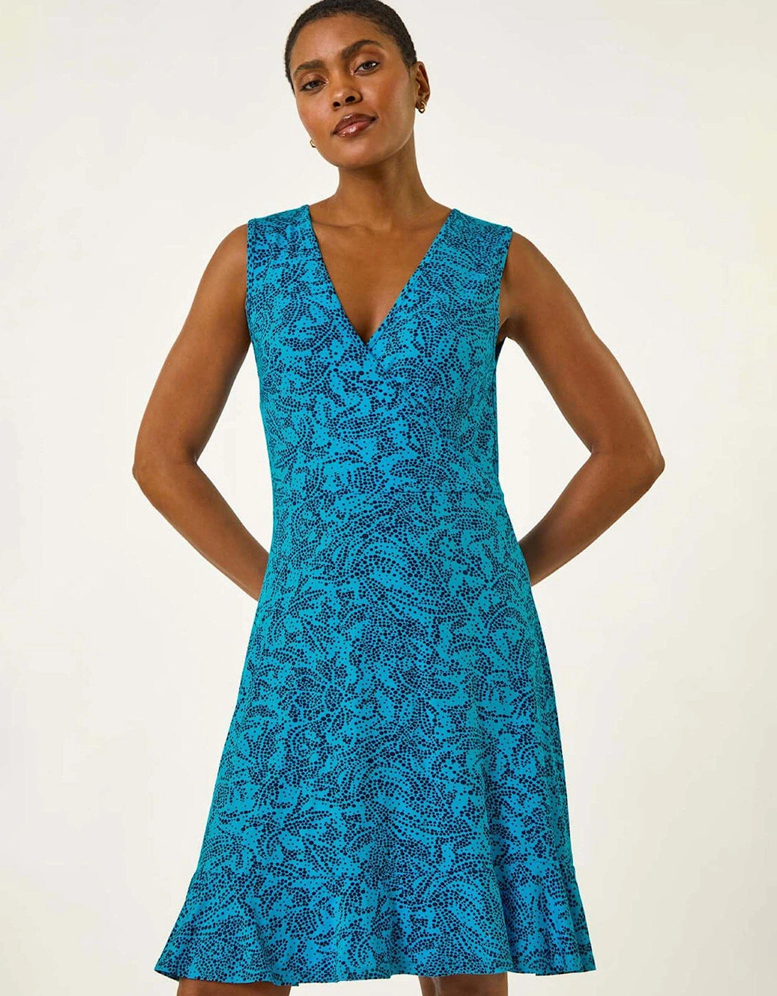 Spot Print Wrap Dress - Blue, 2 of 1
