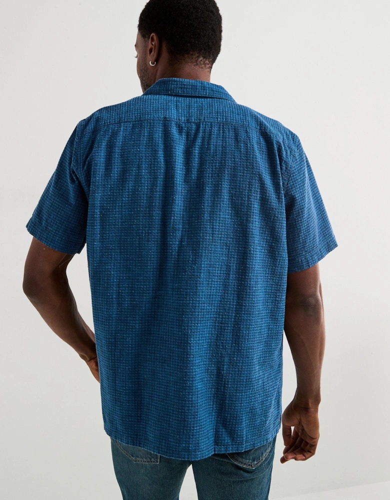 Sunset Seersucker Short Sleeve Shirt - Blue