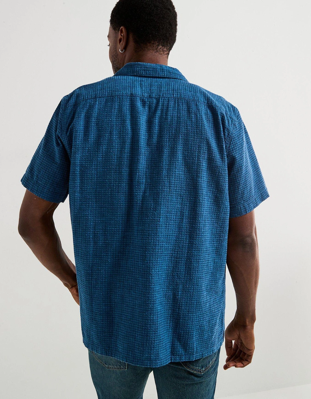 Sunset Seersucker Short Sleeve Shirt - Blue