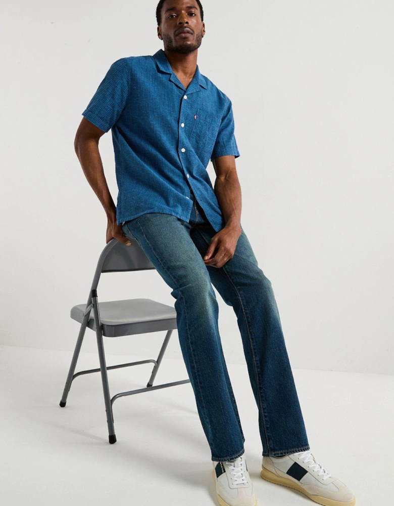 Sunset Seersucker Short Sleeve Shirt - Blue