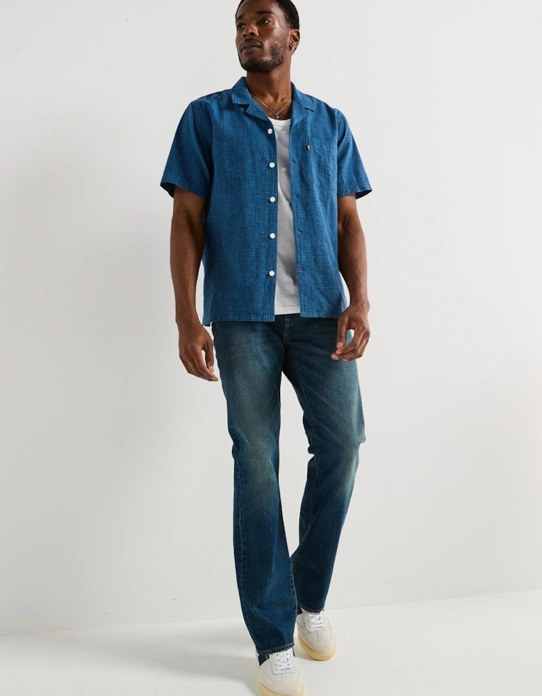 Sunset Seersucker Short Sleeve Shirt - Blue