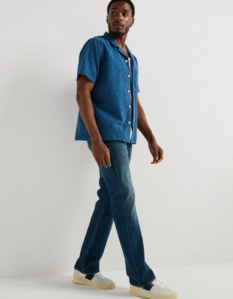 Sunset Seersucker Short Sleeve Shirt - Blue