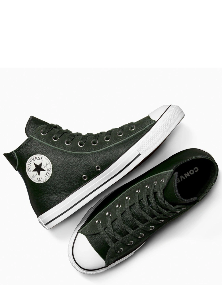 Mens Chuck Taylor All Star Wide Hi Top Leather Trainers - Black