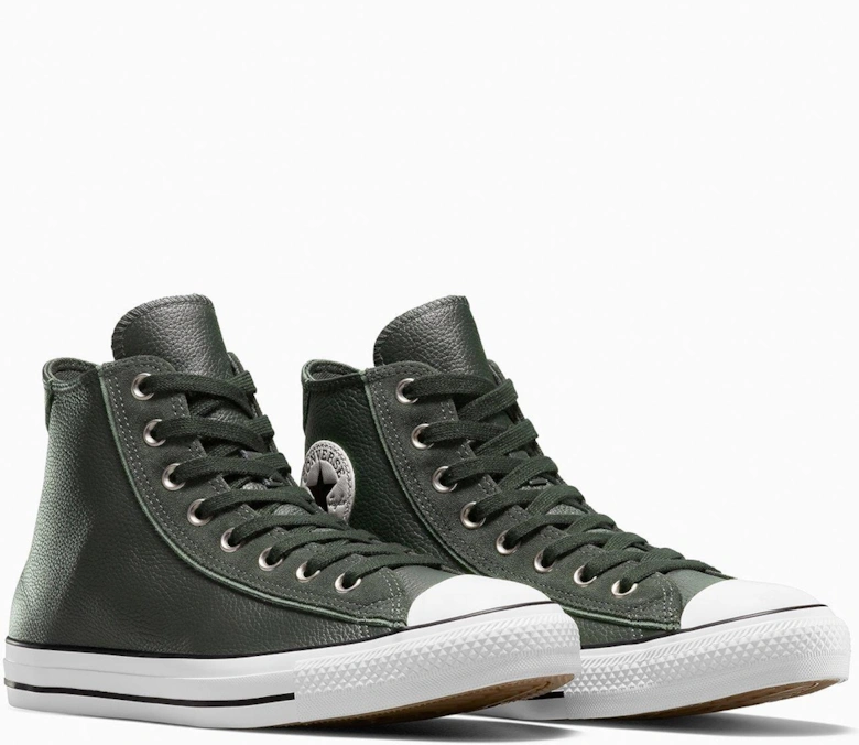 Mens Chuck Taylor All Star Wide Hi Top Leather Trainers - Black