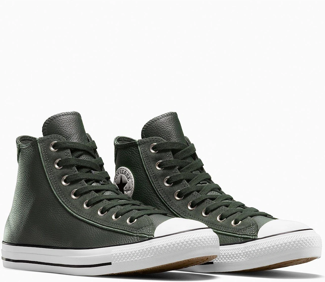 Mens Chuck Taylor All Star Wide Hi Top Leather Trainers - Black
