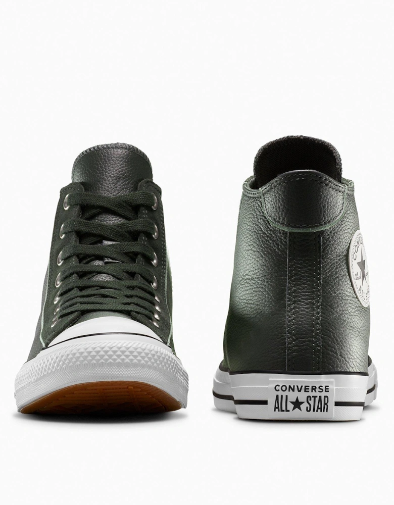Mens Chuck Taylor All Star Wide Hi Top Leather Trainers - Black
