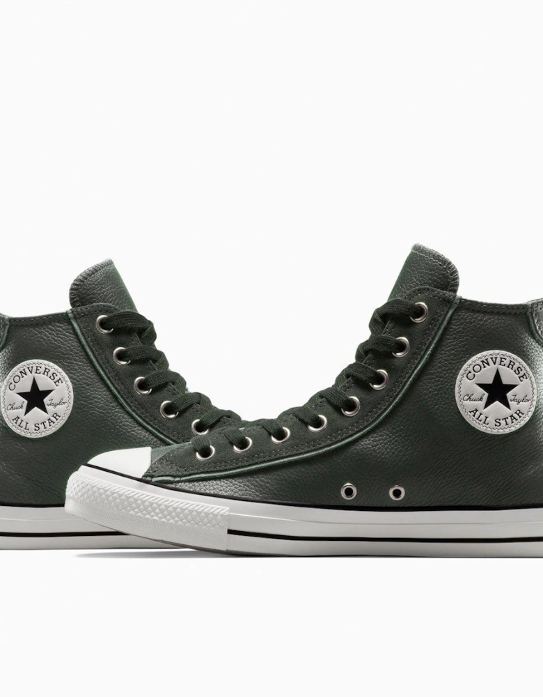 Mens Chuck Taylor All Star Wide Hi Top Leather Trainers - Black