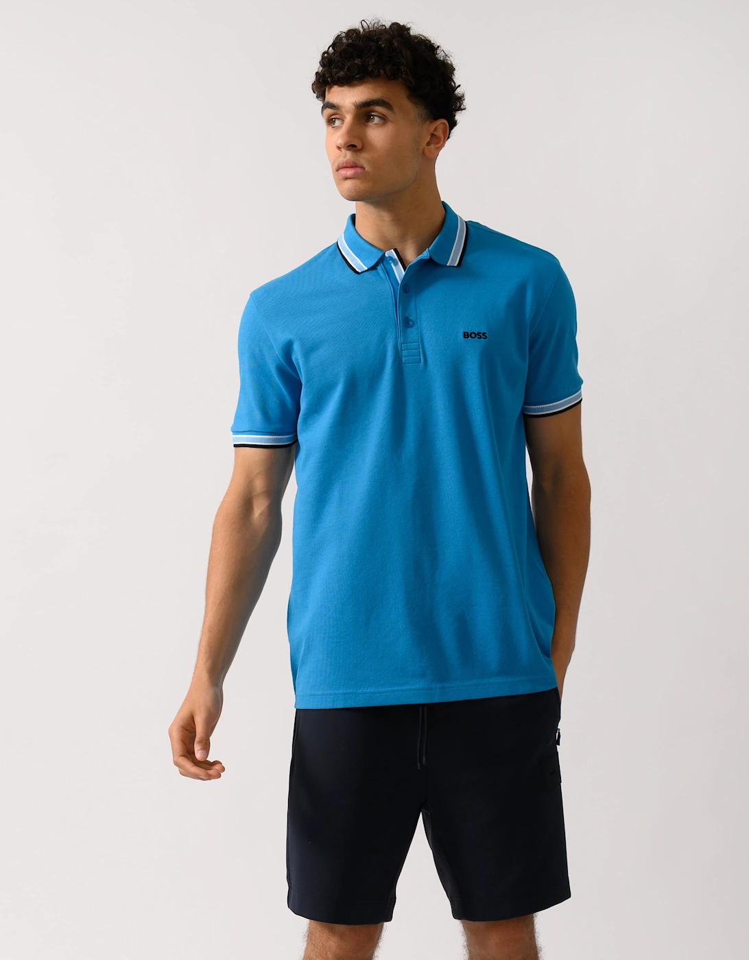 BOSS Green Paddy Mens Cotton-Piqué Polo Shirt with Contrast Logo, 2 of 1
