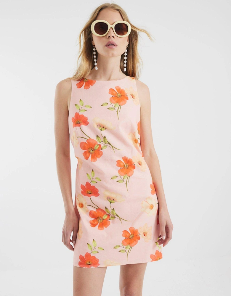Floral Shift Mini Dress - Pink