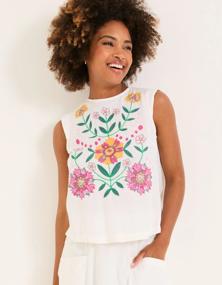 Fliss Embroidered Cami - White