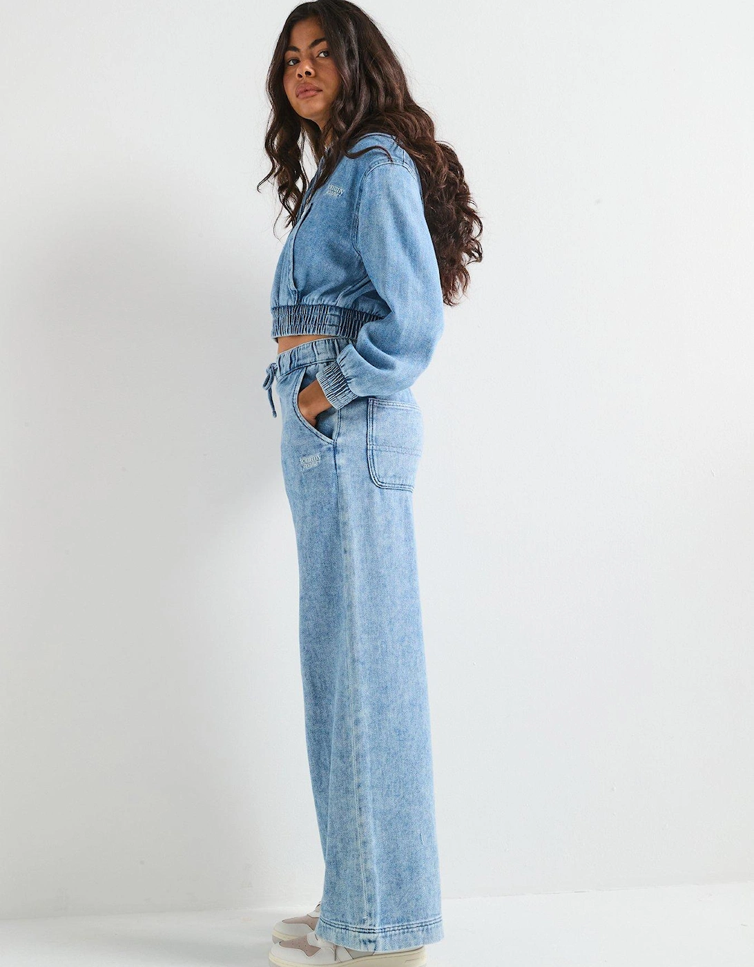 Wide Leg Drawstring Trousers - Blue, 2 of 1