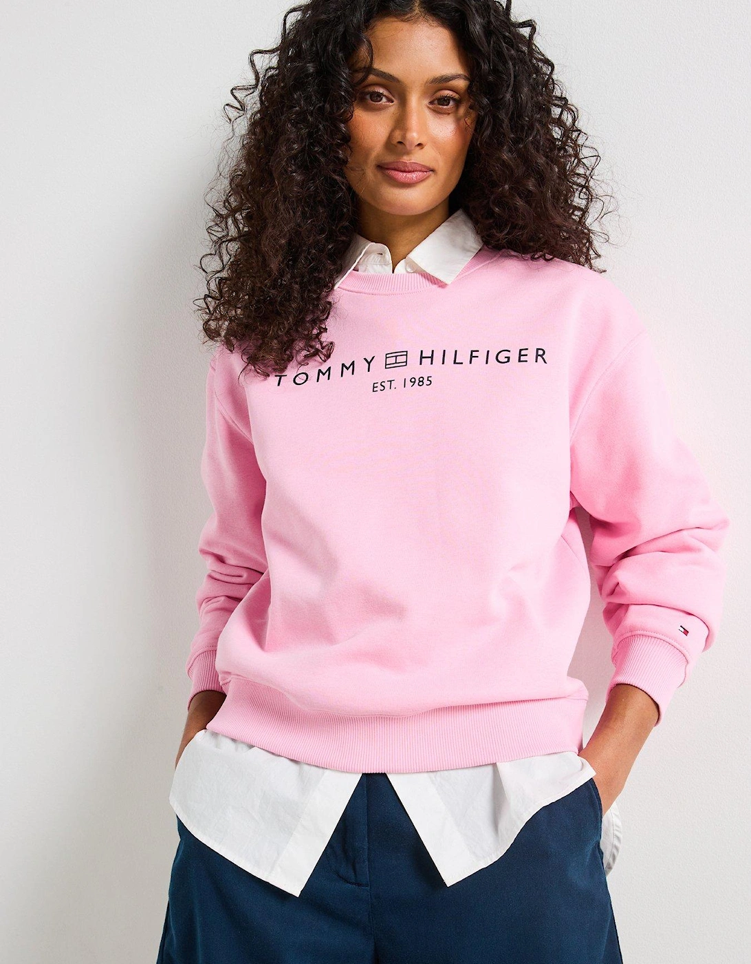 Logo Crew Neck Fleece Sweatshirt - Pink, 2 of 1