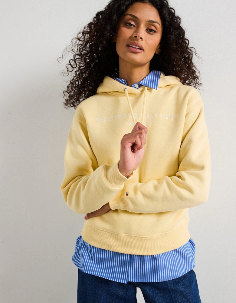 Logo Fleece Drawstring Hoody - Yellow