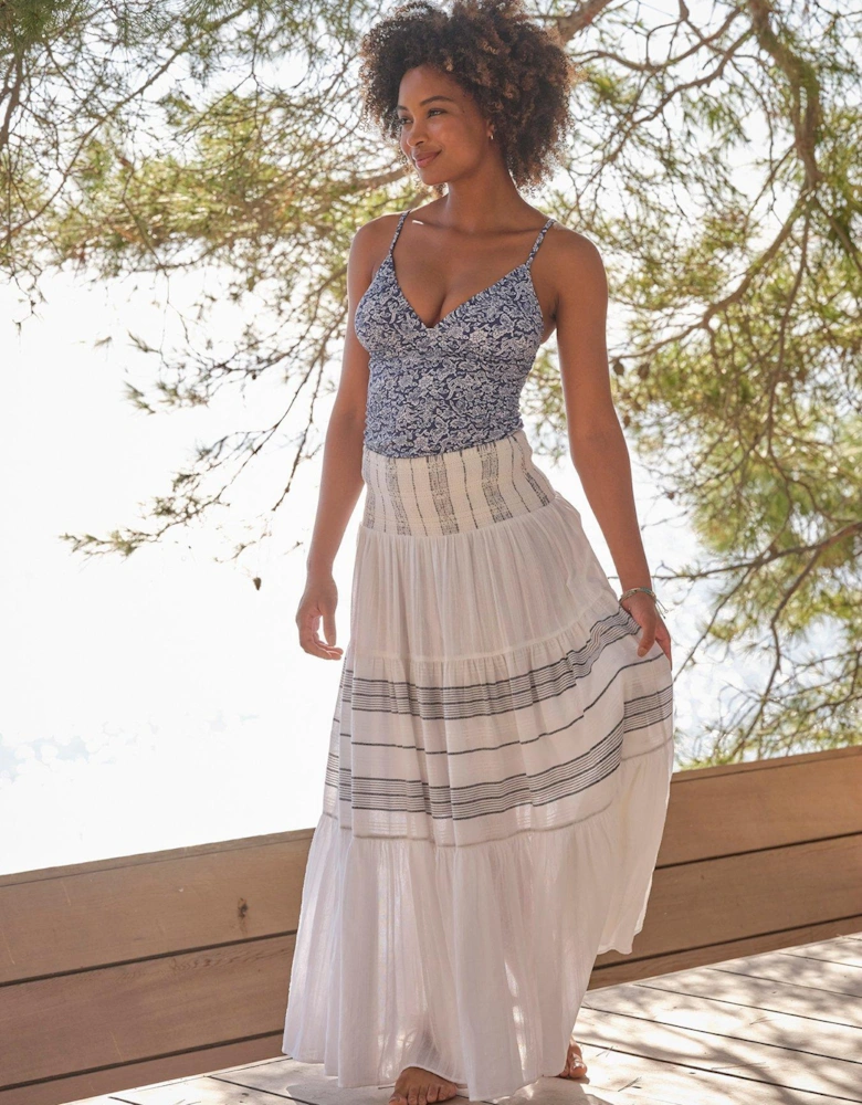 Roxy Stripe Skirt - White