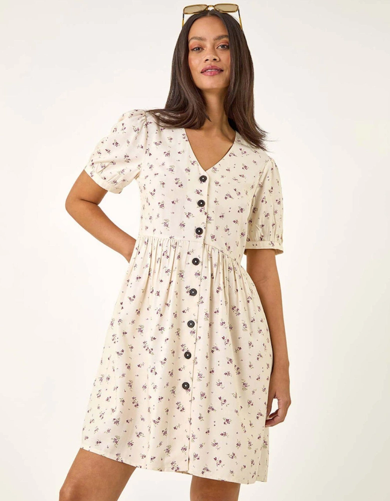 Dusk Floral Button Down Dress - Ivory