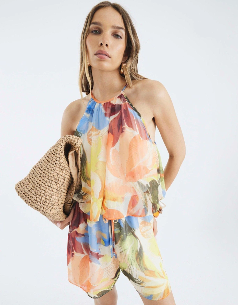 Short Printed Playsuit - Multi