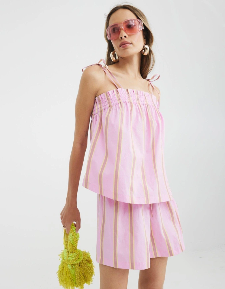 Stripe Cami Top - Medium Pink