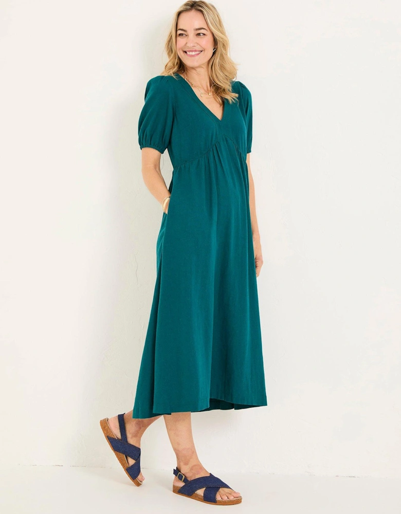 Remi Linen Midi Dress - Teal