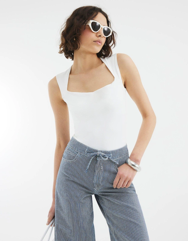 Square Neck Bodysuit - White
