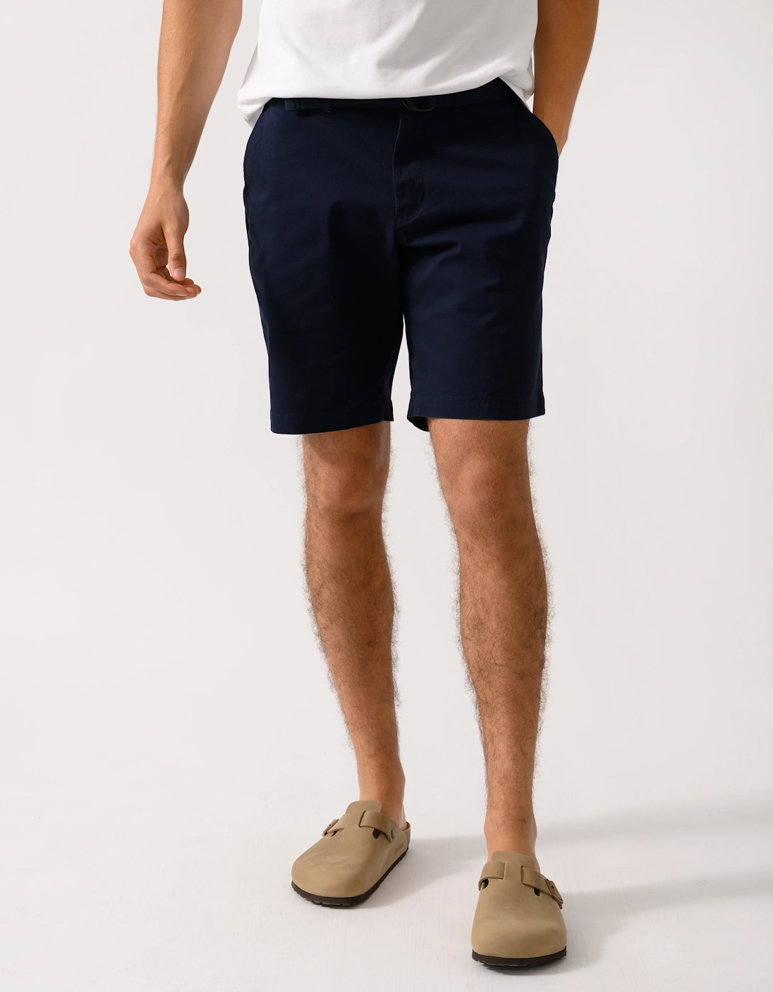 Brooklyn Essential Twill Belted Mens Shorts - Desert Sky, 2 of 1