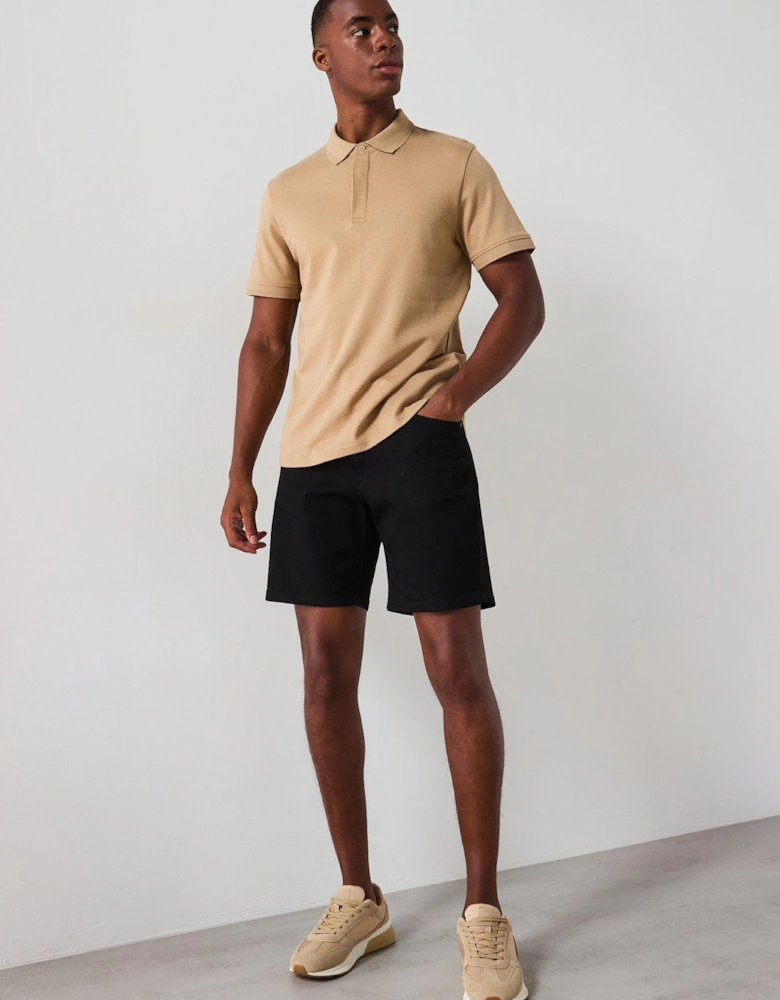 Interlock Concealed Placket Polo - Brown