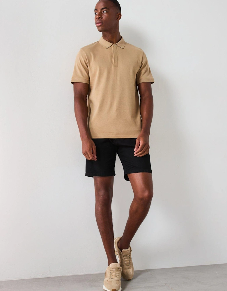 Interlock Concealed Placket Polo - Brown