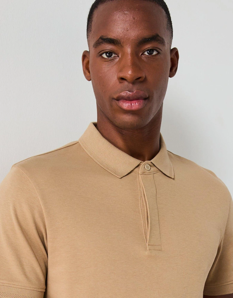 Interlock Concealed Placket Polo - Brown