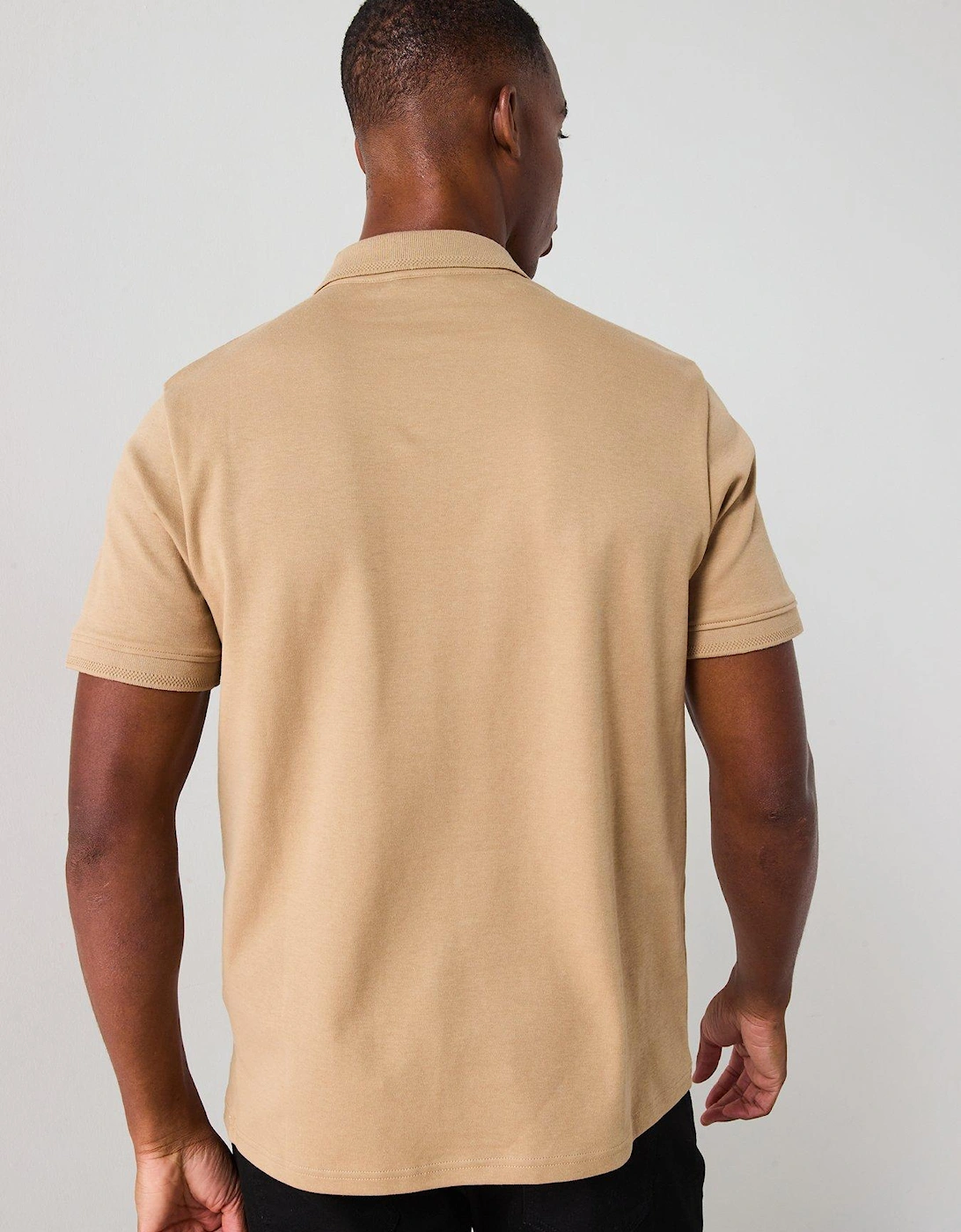 Interlock Concealed Placket Polo - Brown