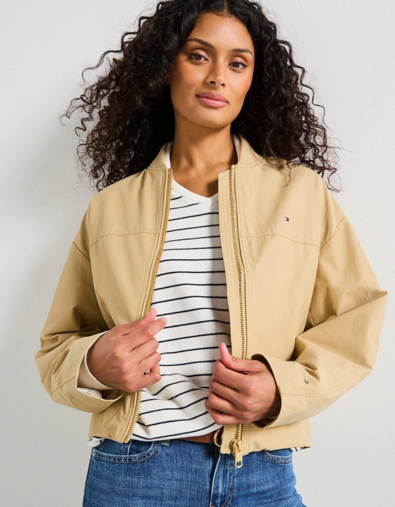 Cotton Nylon Reg Bomber - Beige